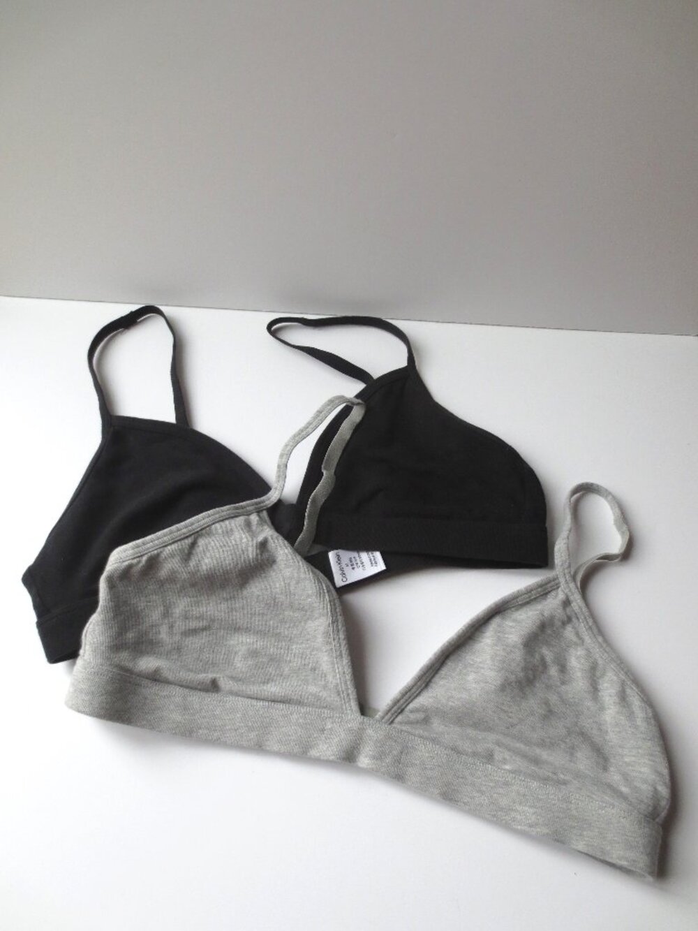 Two Calvin Klein Grey and Black Cotton Bralettes Bras M Medium